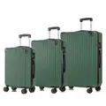yonsly Premium Reisekoffer TSA-Schloss,YKK-Reißverschluss Hartschalen-Koffer Kabinenkoffer Rollkoffer Suitcase Handgepäck (Dunkelgrün, M-L-XL-Set)