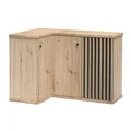 Lomadox Wohnzimmer Eckkommode Kommode Sideboard Eiche mit schwarz
