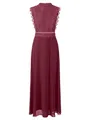 APART Fashion Damen ärmelloses Spitzenabendkleid, hochgeschlossene Maxikleid, transparenter Rücken, gewellter Taillendetail, ausgestellter Chiffonrock, Elegantes formelles Partykleid