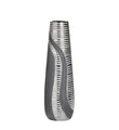GILDE Dekovase SEVILLA Vase - silber - Keramik - H. 49cm x T. 14cm x B. 14cm - Deko (1 Stück), Gestreifte Vase - Blumenvase für Tischdeko und Deko Vasen