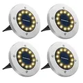 Bowfar 4 Stück Solar Bodenleuchten Aussen, Solarleuchten Garten mit 12 LEDs für Außen, 3000K Warmweiß Wasserdicht Led Solar Gartenleuchten, Solarlampen für Rasen Auffahrt Gehweg Patio Garden