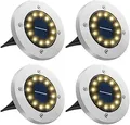 Solar Bodenleuchten 4er Set Garten LED Warmweiß  Edelstahl Kunststoff