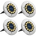 4er Set Solar Bodenleuchten, 12 LEDs, Warmweiß, , Garten Solarlampen