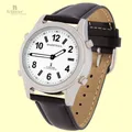 Funk-Armbanduhr mit deutlicher Sprachausgabe, Lederband, für Damen