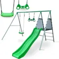 XXL Spielplatz für Kinder mit Schaukel, Gymnastiktrapez und Rutsche - Grün