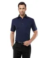 Vincenzo Boretti Herren Hemd kurz-arm bügelfrei 100% Baumwolle Slim-fit Uni-Farben dunkelblau 39-40