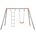 Kettler Kettler Doppelschaukel "Combi" mit Strickleiter, grau / orange