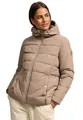 MARIKOO Damen Winterjacke (XS-3XL) - Steppjacke, Kapuze mit Gummizug, im inneren mit Fleecestoff, Warme Jacke Frauen - N026 (XXL, Taupe-Grey)