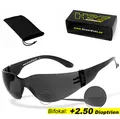 HSE® SportEyes® | BIFOKAL Brille: +2,50 DIOPTRIEN | Sportbrille mit Lesehilfe | UV400 Schutzfilter, HLT® Kunststoff-Sicherheitsglas nach DIN EN 166 | Sportbrille, Fahrradbrille, Bikerbrille