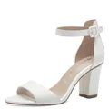Tamaris Damen Sandalette mit Blockabsatz Leder, weiß, 41 EU