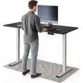 DESKSPACE PRO Plus Elektrisch höhenverstellbarer Schreibtisch, 160x80 cm Stehpult mit Memory-Funktion, Schwarze Tischplatte, Weißes Gestell - Weiß/Schwarz