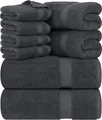 Utopia Towels 8 teilig Handtücher Set aus Baumwolle mit Aufhänger - in Grau