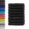 8X Gästetuch | Schwarz | 100% Baumwolle Frottier | Oeko-TEX® Standard 100 | Premium Qualität 500 g/m²