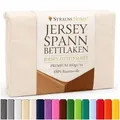Strauss Home Spannbettlaken Premium 160 g/m2 Gekämmte Baumwolle Jersey in Hotelqualität, Gummizug: Rundumgummi, OEKO-TEX®-zertifiziert - Hotelqualität – Formstabil & Langlebig 140x220-160x220cm cm