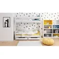 Etagenbett Diego 180x80 Kinderbett mit Rausfallschutz & Lattenrost weiß 80 x 180 für Mädchen und Jungen Massivholz Kiefer, ohne Matratze, mit Sc... - Weiß