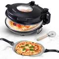 Heidenfeld Pizzaofen Napoli | 1200 Watt bis 400°C - Backofen - Pizzastein - Elektro-Pizzaofen