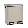 SVITA TM2X15 Treteimer 30 Liter Abfalleimer Inneneimer Mülleimer Design Mülltrennung Papierkorb Küchen-Ordnung Trennsystem Softclose-Deckel Pulverbeschichteter Stahl Taupe