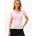 Tommy Hilfiger T-Shirt CODY V-NECK SHORT SLEEVE mit V-Ausschnitt, Baumwolle, Slim Fit rosa XXXL (46)