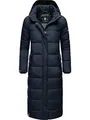 Navahoo Damen Wintermantel warmer Steppmantel lang mit abnehmbarer Kapuze Isalie Navy Gr. XXL