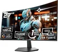 CRUA Curved Gaming-Monitor 27 Zoll 180Hz, FHD 1080P 1800R PC-Bildschirm 1 ms GTG