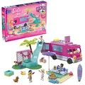Barbie Traumwohnmobil - Bauspielzeug mit Bett auf dem Dach, komplett ausgestatteter Küche und Zubehör für Kleidung und Essen, 4 kleinen Barbie-Puppen und 1 Hündchen, für Kinder ab 6 Jahren, HPN80