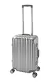 Travelhouse London Handgepäck Koffer, Aluminium Rahmen Polycarbonate Hartschale mit 4 Silent Move Doppelrollen 2X TSA Zahlenschloss 55Lx37Bx23Hcm 47L Silber