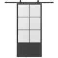 inova Loft Glasschiebetür 900 x 2150 mm 6 Felder Kickplatte Komplettset aus Stahl in Schwarz inkl. 2Seitiger Softclose