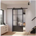 inova wohnen Glasschiebetür Stahltür schwarz Klarglas, Komplett Set offene Laufschiene Softclose Loftstyle schwarz 90 cm x 215 cm