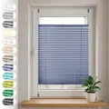 Sonello Plissee Klemmfix ohne Bohren 30cm x 120cm Blau Faltrollo Plisseerollo Jalousie für Tür & Fenster Blickdicht Sichtschutz Sonnenschutz Fertifplissee Rollo