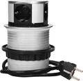 Tisch-Einbausteckdose Ø10cm, 4 fach, silber-schwarz, versenkbar