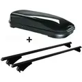 Skibox schwarz VDP JUFL580 580 Liter abschließbar + Alu-Relingträger Tiger XL schwarz aufliegende im Set für Mitsubishi Outlander PHEV ab 14
