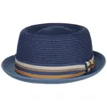 Stetson Licano Pork Pie Strohhut UV-Schutz 40 Damen und Herren Frühling Sommer blau XXL (62-63 cm)