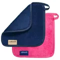 LaBeauté Abschminktücher Mikrofaser (2 Stück, 21x21 cm) waschbar und wiederverwendbar, Make Up Entferner Pads, Microfaser Abschminkpads, zum Gesicht Abschminken & Gesichtsreinigung (navy/pink)