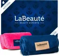 LaBeauté Gesichtsreinigungstuch Abschminktücher Mikrofaser 21x21 cm pink und dunkelblau, 2-tlg., (2 Stück) waschbar und wiederverwendbar