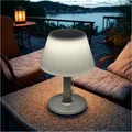 LED Solar Garten Tischleuchte Aluminium Natur – 3 Helligkeitsstufen, Zugschalter