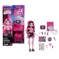 Monster High Self-Scare Secrets Draculaura Puppe und Zubehör Set mit 13 realistischen Überraschungen wie einem funktionierenden Gesichtsroller und anpassbarem Moodboard, JHK43