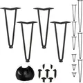 Relaxdays Hairpin Legs, 4er Set, 2 Streben, Metall, Haarnadel Tischbein für Hocker, Tisch & Schrank, 30 cm hoch, schwarz