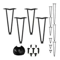 Relaxdays Hairpin Legs, 4er Set, 2 Streben, Metall, Haarnadel Tischbein für Hocker, Tisch & Schrank, 30 cm hoch, schwarz