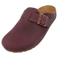 HAFLINGER Porto Eleganter Clog aus Leder mit Gummisohle und Kork Latex Fußbett Hausschuh Unisex Bordeaux (703), Gr. 39