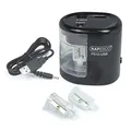 Rapesco 1449 PS12-USB Automatischer/Elektrischer Spitzmaschine, Ladung durch Batterie (nicht enthalten) oder USB, Schwarz