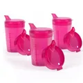 Horn Medical 3er Pack 250ml Erwachsenen Schnabelbecher-/Trinkhilfe-Sets mit je zwei Deckeln (große & kleine Öffnung) pro Set - Farbe wählbar (rot)
