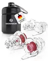 Senner MusicPro - Gehörschutz Ohrstöpsel Konzert, Festival, Musik und Party - Gehörschutz für Musiker, mit Schlüsselanhänger - Hi-Fi Gehörschutzstöpsel Earplugs | SNR 19 dB, transparent/rot