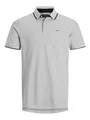 Jack & Jones Herren Slim Fit Polo Shirt JJEPAULOS Uni Sommer Hemd Kragen Kurz Arm Basic Pique Cotton, Grau (Light Grey Melange Detail: Slim Fit - Melange) , XS
