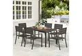 Outsunny Garten-Essgruppe mit 6 stapelbar Stühlen, geschlitzte Tisch, (Essgruppe für 6 Personen, 7-tlg., 7-teilig Sitzgruppe), für Terrasse, Balkon Dunkelbraun