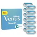 Gillette Venus Smooth Rasierklingen, 12 Original Ersatzklingen, Blau - Damenrasierer, Klingen für Nassrasierer für Eine Glatte Rasur mit 3 Klingen, Die Eine Schnelle Und Gründliche Rasur Ermöglichen