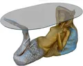 JVmoebel Glastisch Design Tisch Meerjungfrau mit Glasfigur und Skulptur, Made in Europa