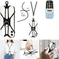 K-S-Trade 3in1 Handykette Handyband Handykordel Halsband Smartphone-Ring Handy-Ring kompatibel mit Nokia 3310 4G Fingerhalterung Handyring - Schwarz