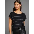 Laura Scott T-Shirt figurumspielende Passform, Rundhalsausschnitt schwarz 34