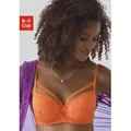 Schalen-BH LASCANA, Damen, Gr. 95, Cup F, orange (clementine), Spitze, Obermaterial: 48% Polyamid, 45% Polyester, 7% Elasthan, modisch, BHs, mit modischer Zick-Zack-Spitze im Balconnet-Schnitt, Dessous