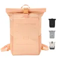 LARKSON Rucksack Damen Herren Orange - No 4 - Rolltop Backpack mit Laptopfach Uni, Arbeit & Fahrrad - Großer Reiserucksack - Wasserabweisend